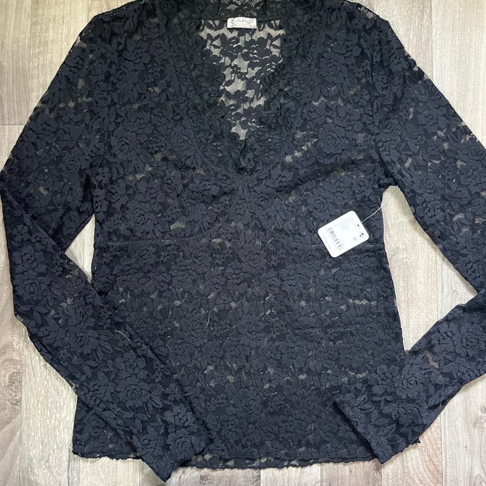 Black Lace Long Sleeve Top